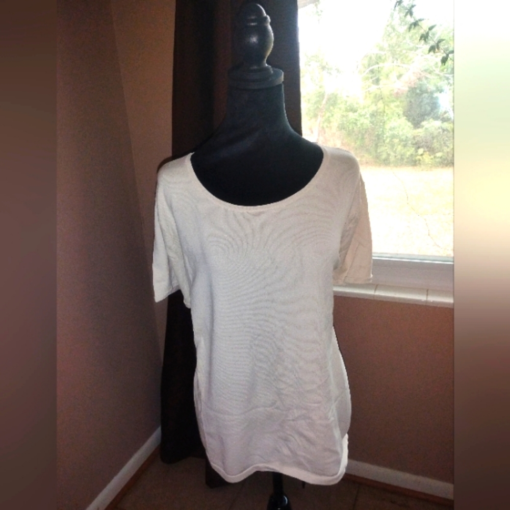 NWOT Womens Plus Size Cream Color Size 3X Top Jones Wear Essentials Petite